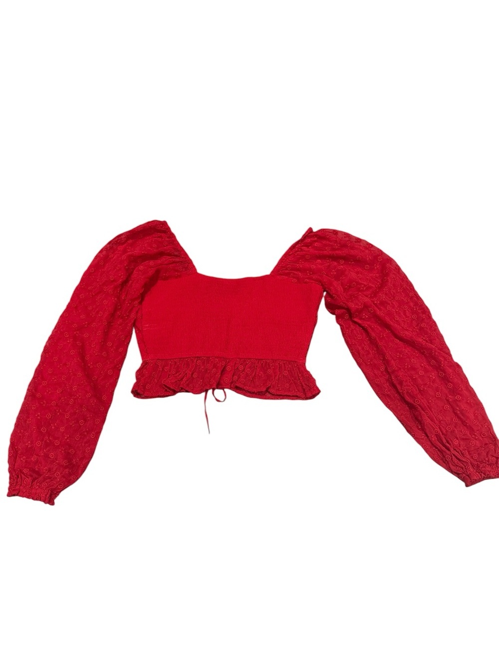 Hollister S Red Long-Sleeve Ruched Crop Top NWT - Picture 4 of 8